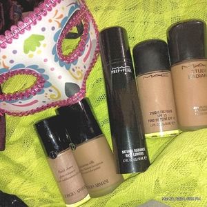 MAC foundation and MAC primer and Giorgio Armani foundation and shimmer tint